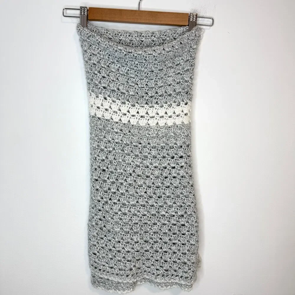 Handmade Crochet Baby Unisex Neutral Crib Stroller Blanket 38